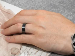 Black Zirconium Flat Court Easy Fit Polished Wedding Ring 4.0mm, Size W, 1.6mm Wall