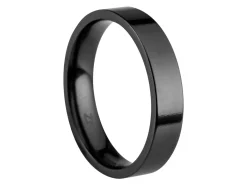 Black Zirconium Flat Court Easy Fit Polished Wedding Ring 4.0mm, Size T, 1.6mm Wall