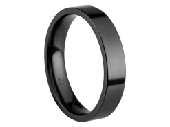 Black Zirconium Flat Court Easy Fit Polished Wedding Ring 4.0mm, Size I, 1.6mm Wall