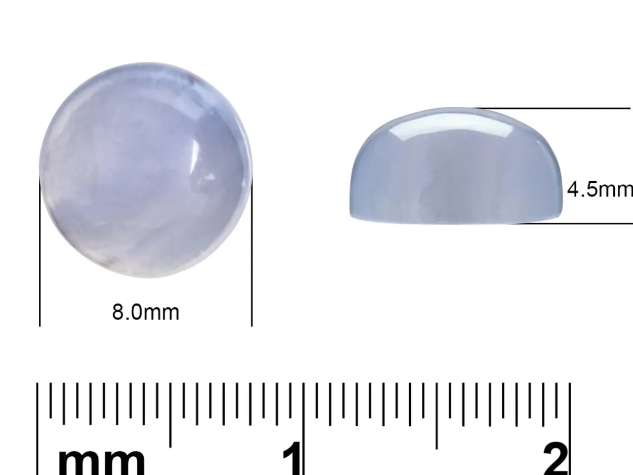 Blue Lace Agate, Round Cabochon 8mm