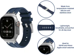 Blue Silicone Strap For Apple Watch, Compatible With 38/40/41mm Models