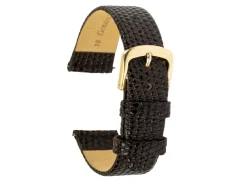 Brown Genuine Calf Leather, Lizard Grain Watch Strap, 18mm