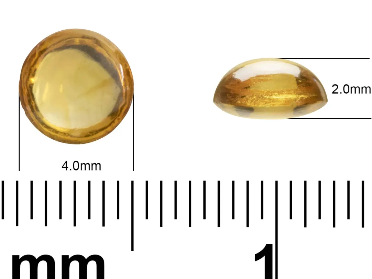 Citrine, Round Cabochon, 4mm