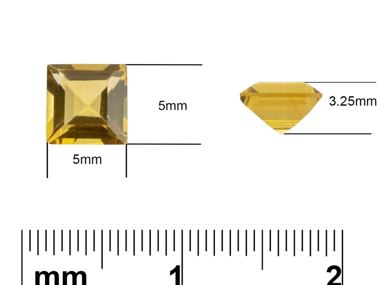 Citrine, Square, 5x5mm