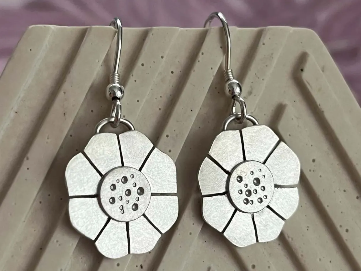 Cooksongold Sterling Silver Flower Disc Earrings Jewellery Making Project