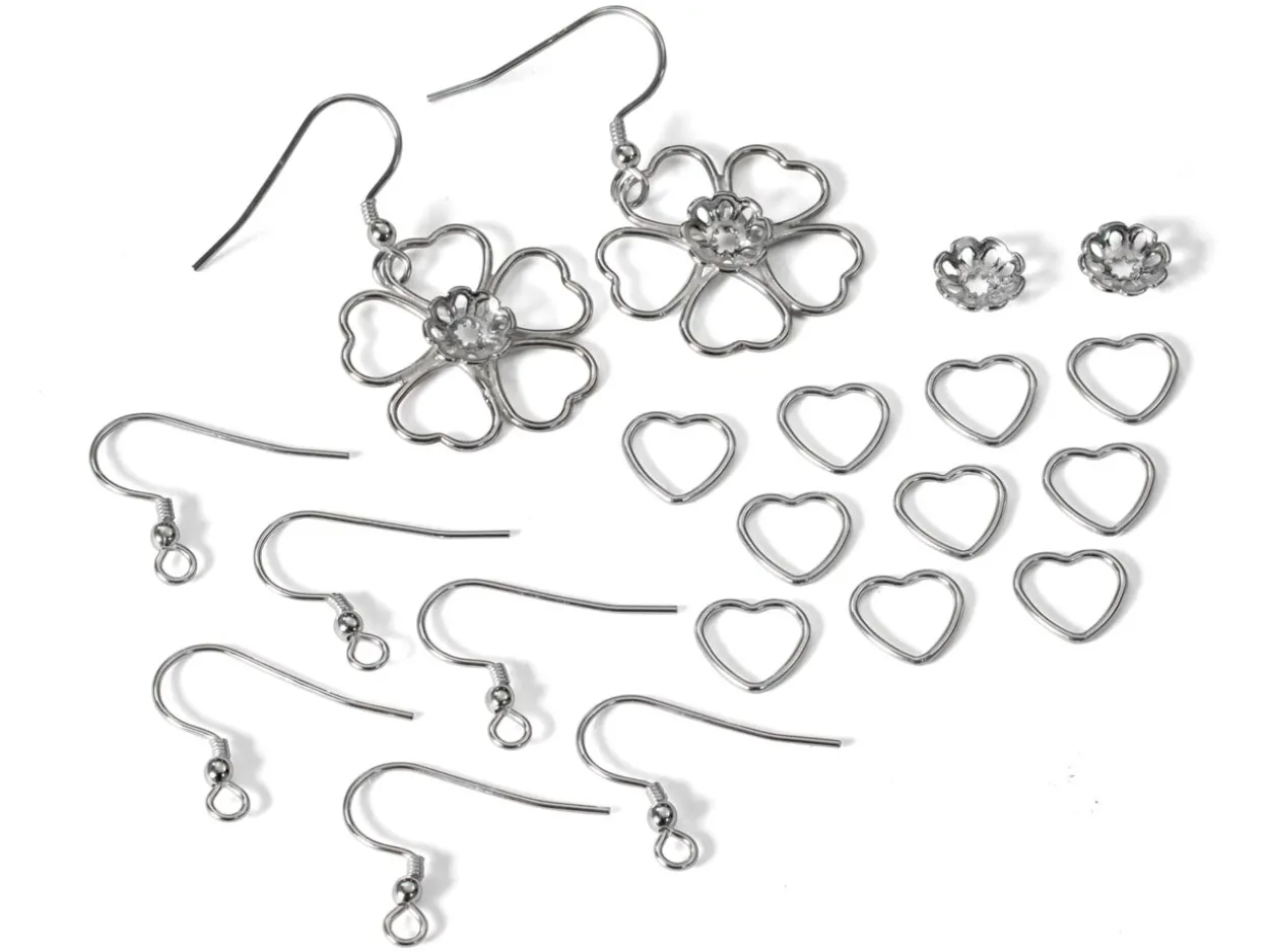 Cooksongold Sterling Silver Heart Shaped Petal Flower Earrings Project