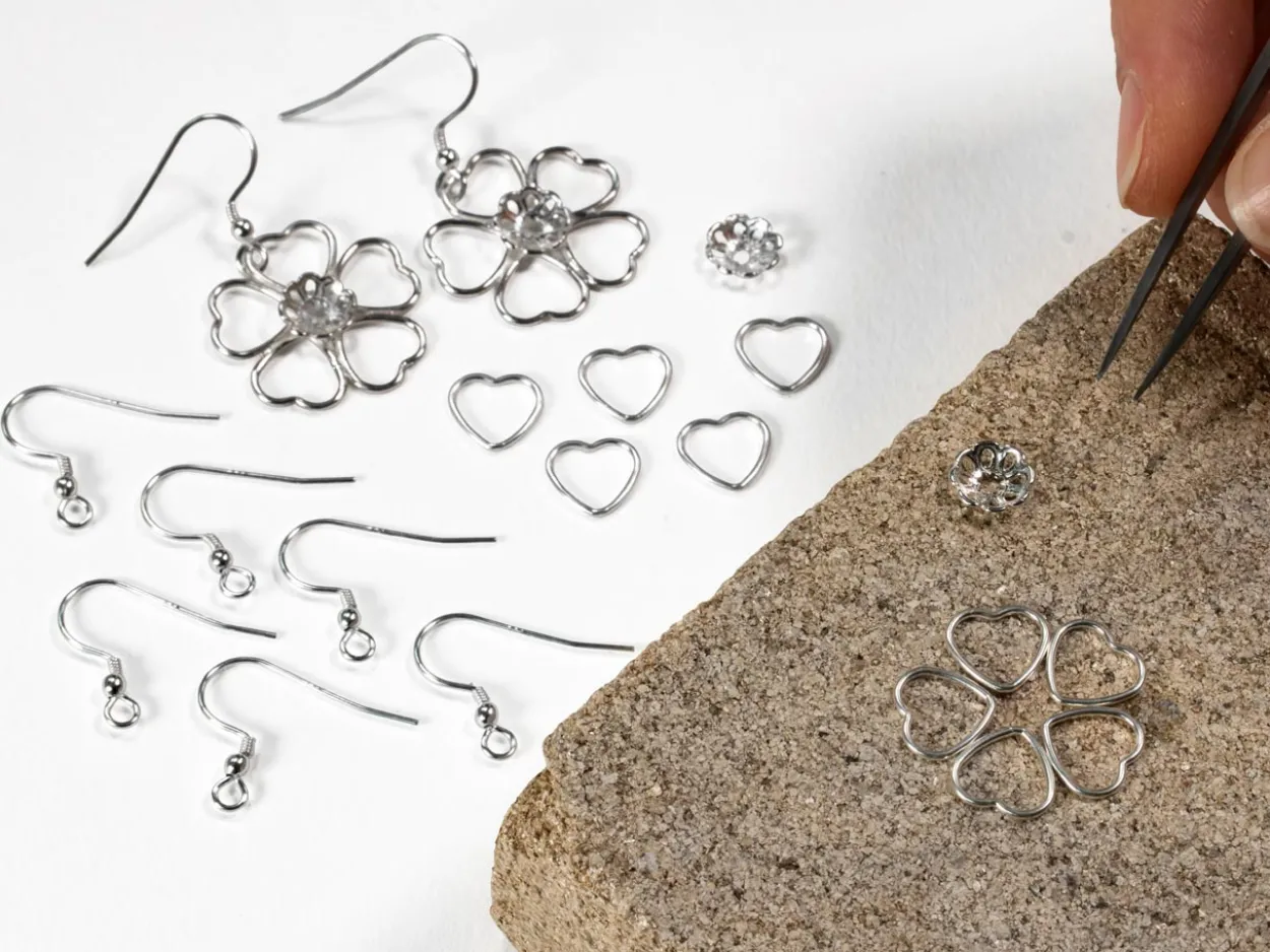 Cooksongold Sterling Silver Heart Shaped Petal Flower Earrings Project