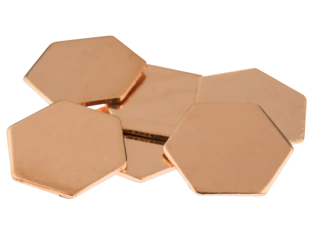 Copper Blanks Hexagon Pack of 6, 18mm X 20mm