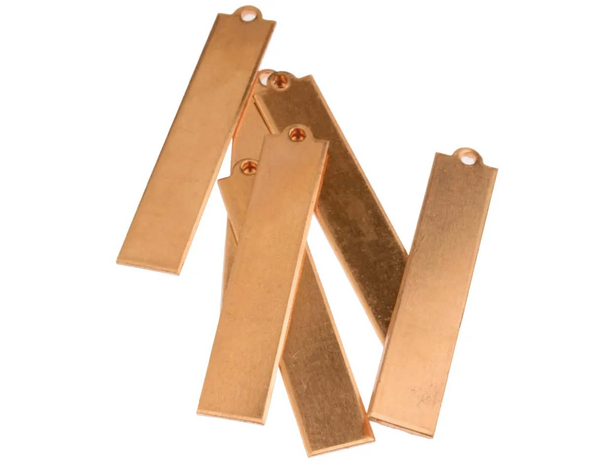 Copper Blanks Long Rectangle Tag Pack of 6 40mm X 8mm