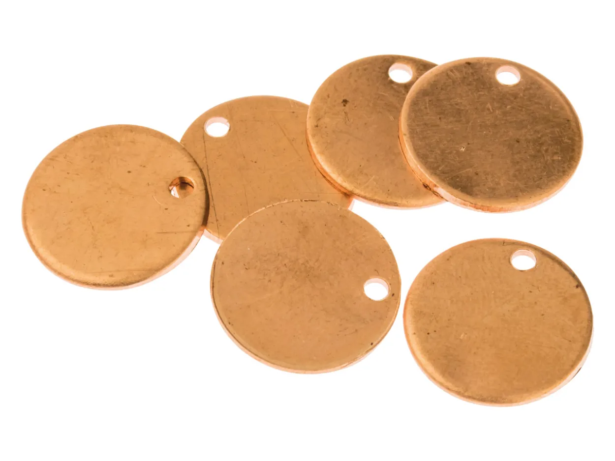 Copper Blanks Round Disc Drop Pack of 6, 12mm