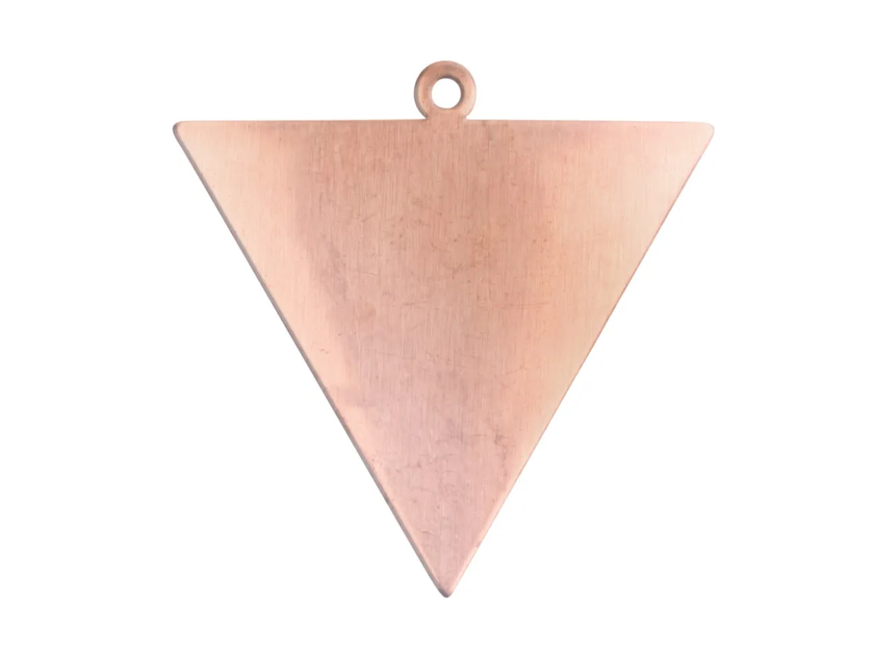 Copper Pendant Blank, Pack of 6, 35.0mm X 0.9mm Reverse Triangle