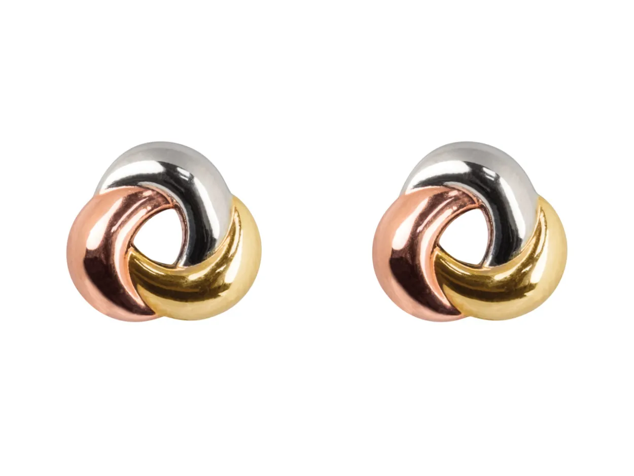 9ct 3 Colour Knot Earrings