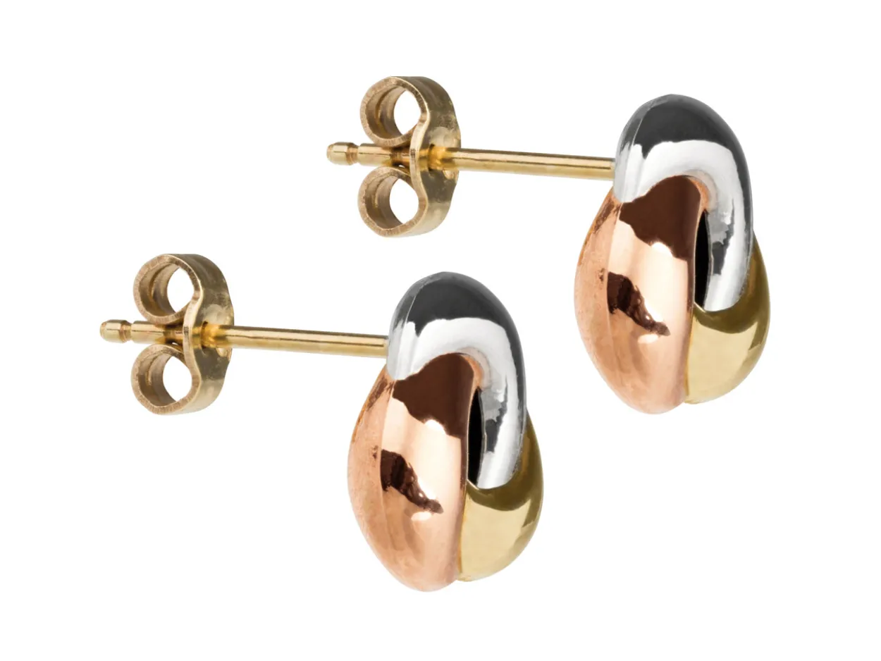 9ct 3 Colour Knot Earrings