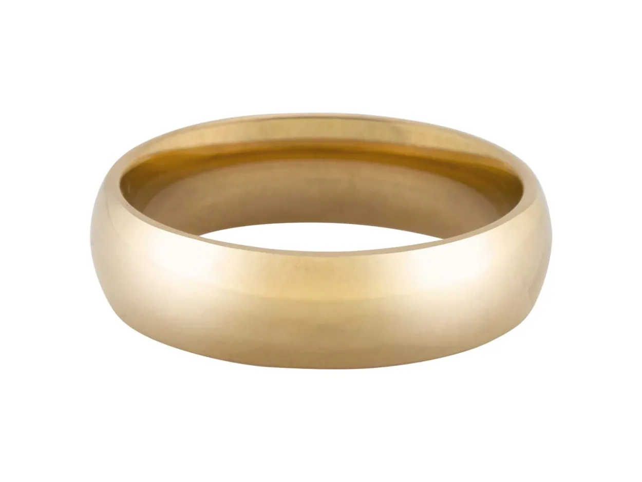 18ct Hazelnut Gold Court Wedding Ring 6.0mm, Size R, 10.5g Medium-weight, Hallmarked, Wall Thickness 2.13mm, 100% Recycled Gold