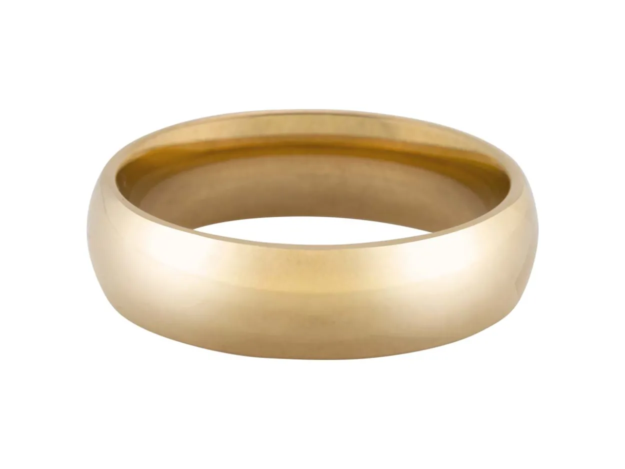 18ct Hazelnut Gold Court Wedding Ring 6.0mm, Size O, 8.9g Medium-weight, Hallmarked, Wall Thickness 1.97mm, 100% Recycled Gold