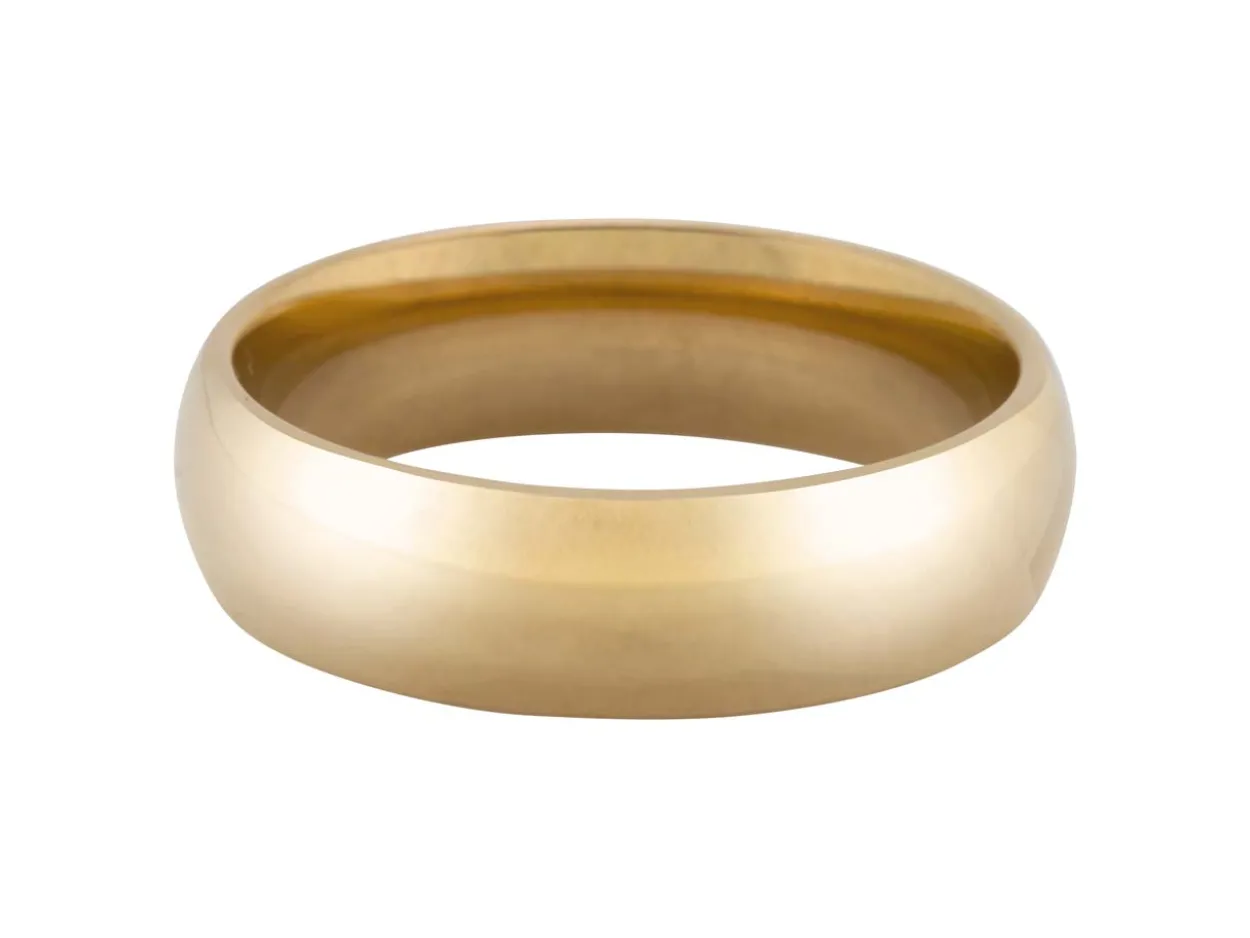 18ct Hazelnut Gold Court Wedding Ring 6.0mm, Size K, 8.9g Medium-weight, Hallmarked, Wall Thickness 2.09mm, 100% Recycled Gold