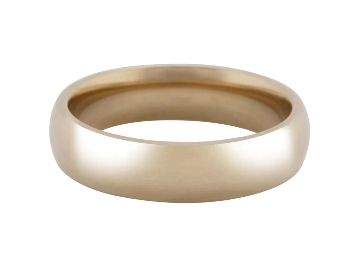18ct Hazelnut Gold Court Wedding Ring 5.0mm, Size Q, 8.2g Medium-weight, Hallmarked, Wall Thickness 1.99mm, 100% Recycled Gold