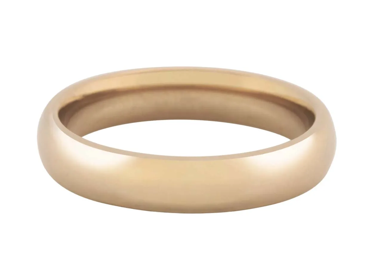 18ct Hazelnut Gold Court Wedding Ring 4.0mm, Size V, 6.5g Medium-weight, Hallmarked, Wall Thickness 1.81mm, 100% Recycled Gold
