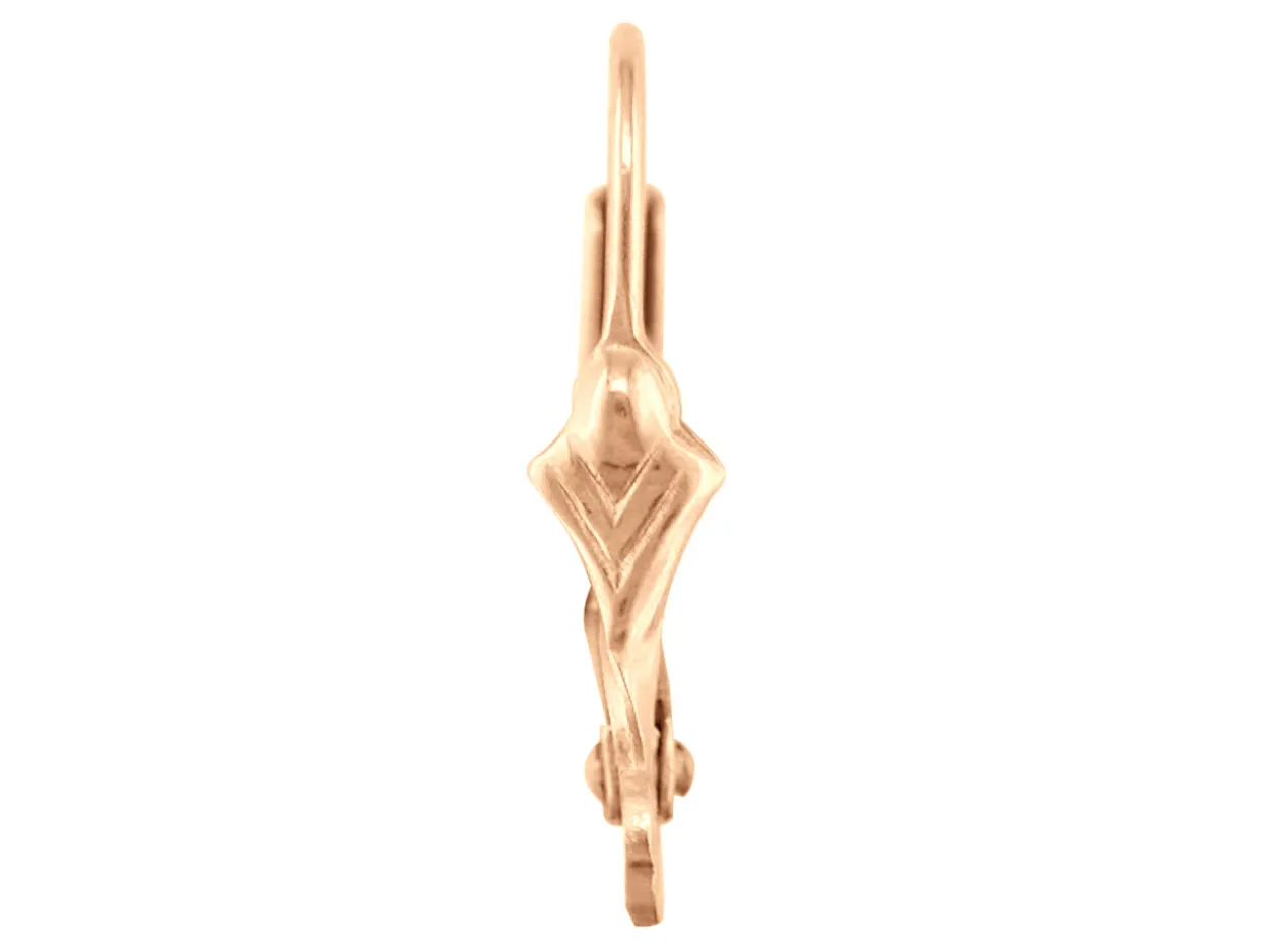 9ct Red Gold Continental Ear Wire, With Grooved Fan Motif, 100% Recycled Gold