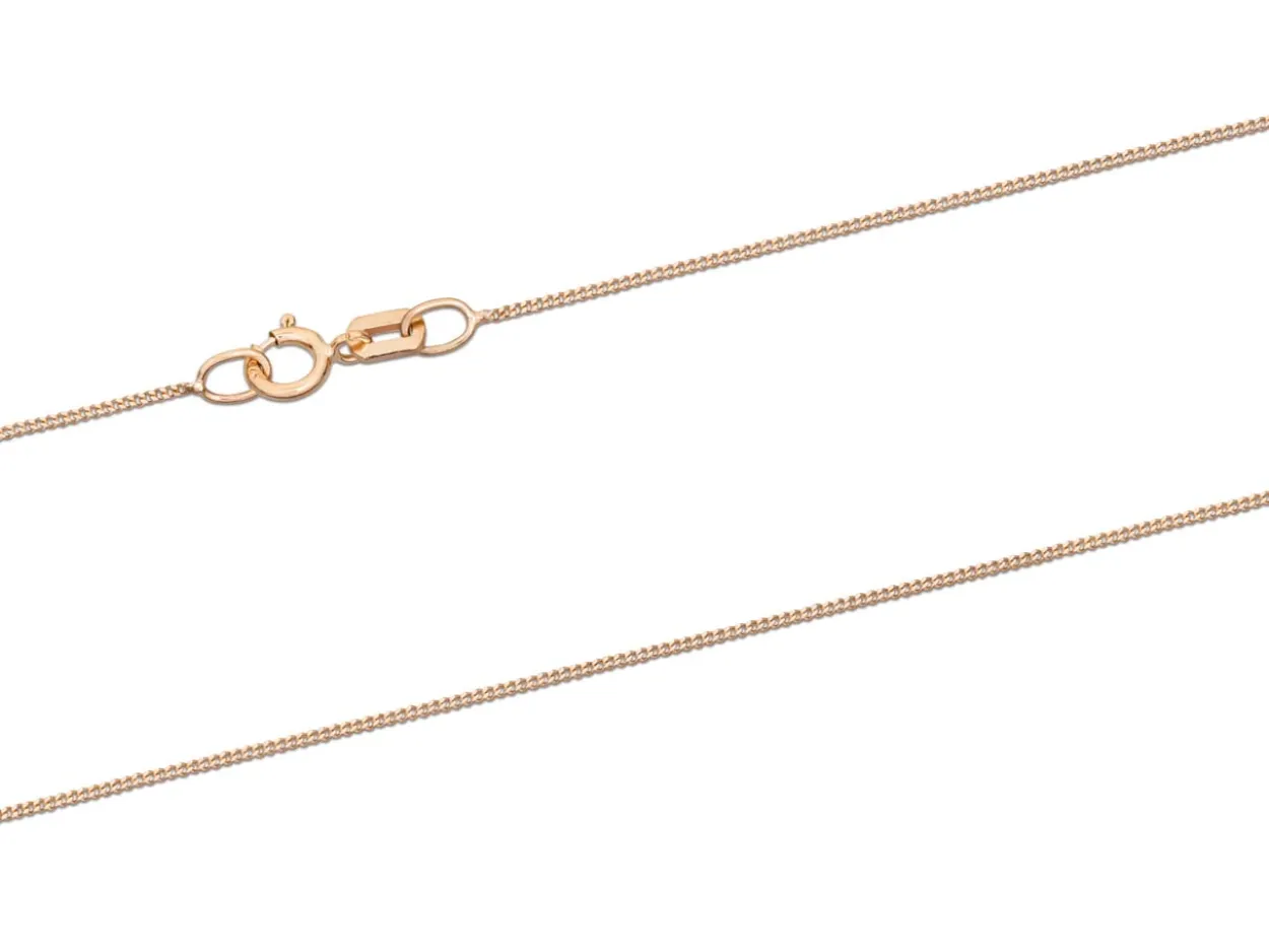 9ct Red Gold 0.5mm Diamond Cut Curb Chain 18"/45cm Unhallmarked