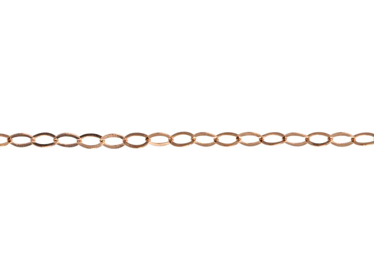 9ct Red Gold 1.1mm Flat Filed Oval Trace Chain 18"/45cm Unhallmarked