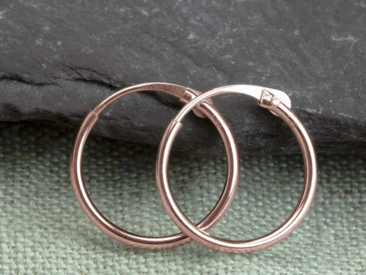 9ct Red Gold 11.0mm Hinged Sleeper Superlight Hoop, 100% Recycled Gold