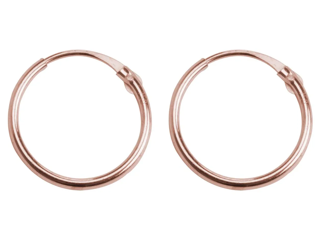 9ct Red Gold 11.0mm Hinged Sleeper Superlight Hoop Earrings, Pack Of 2, 100% Recyled Gold