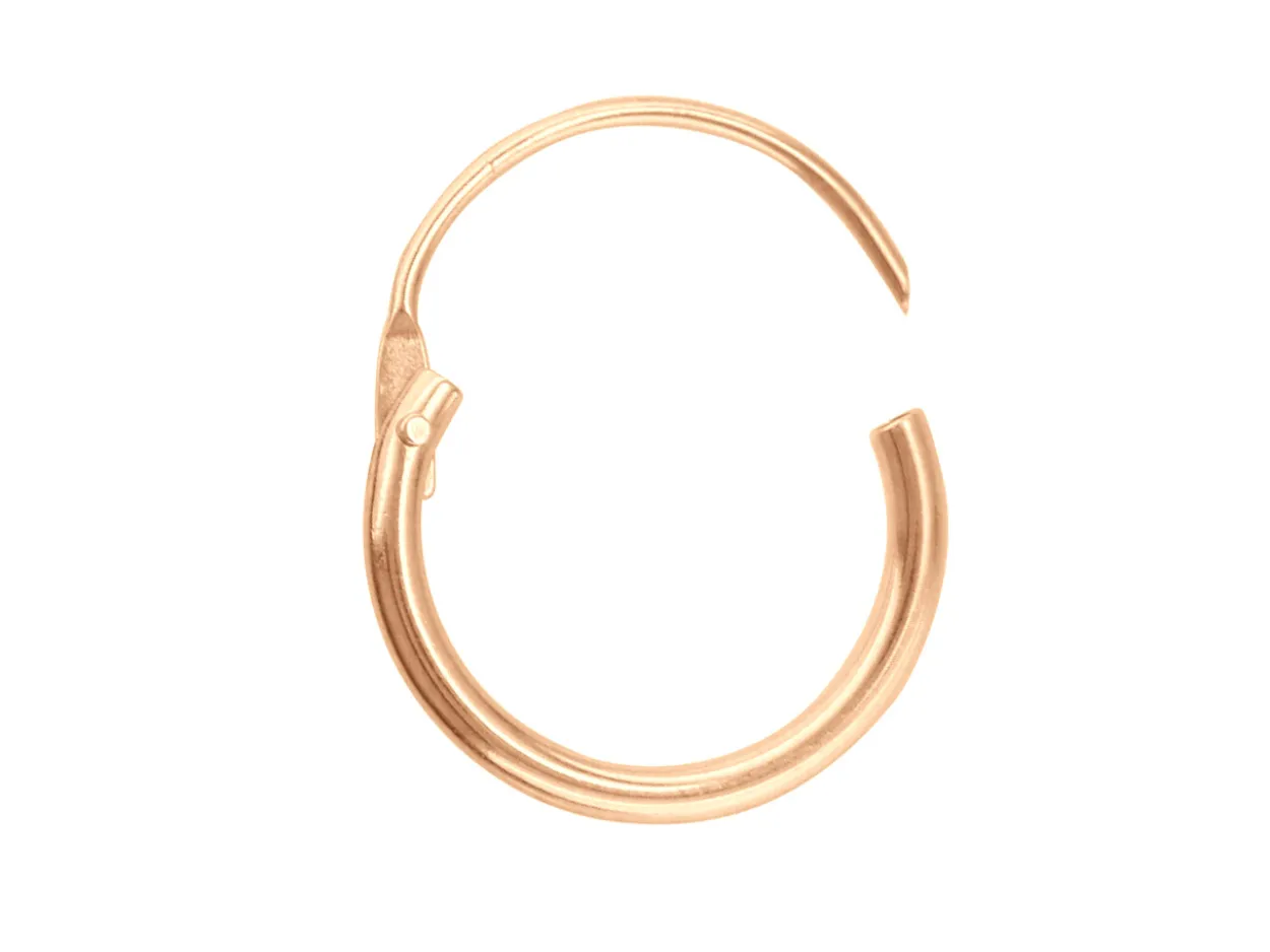 9ct Red Gold 11.0mm Hinged Sleeper Superlight Hoop Earrings, Pack Of 2, 100% Recyled Gold