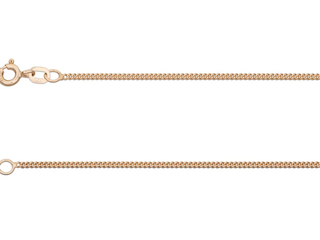 9ct Red Gold 1.3mm Round Curb Chain 18"/45cm Hallmarked