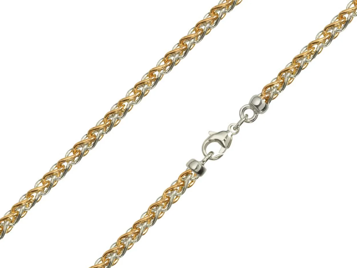 9ct Red & White Gold 4.2mm Round Spiga Bracelet 7.5"/19cm Hallmarked