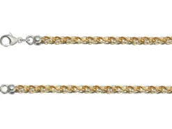 9ct Red & White Gold 4.2mm Round Spiga Bracelet 7.5"/19cm Hallmarked
