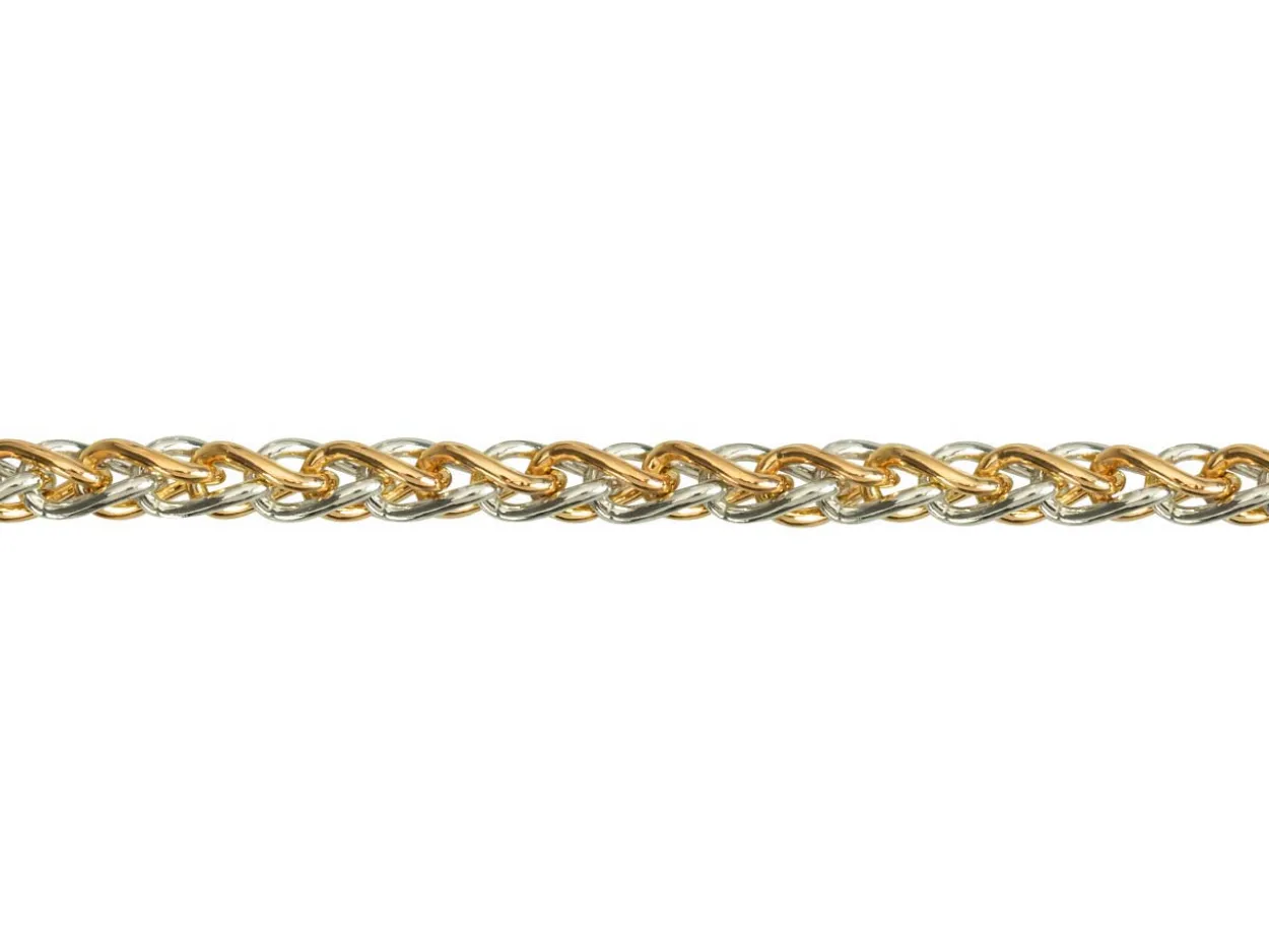 9ct Red & White Gold 4.2mm Round Spiga Bracelet 7.5"/19cm Hallmarked