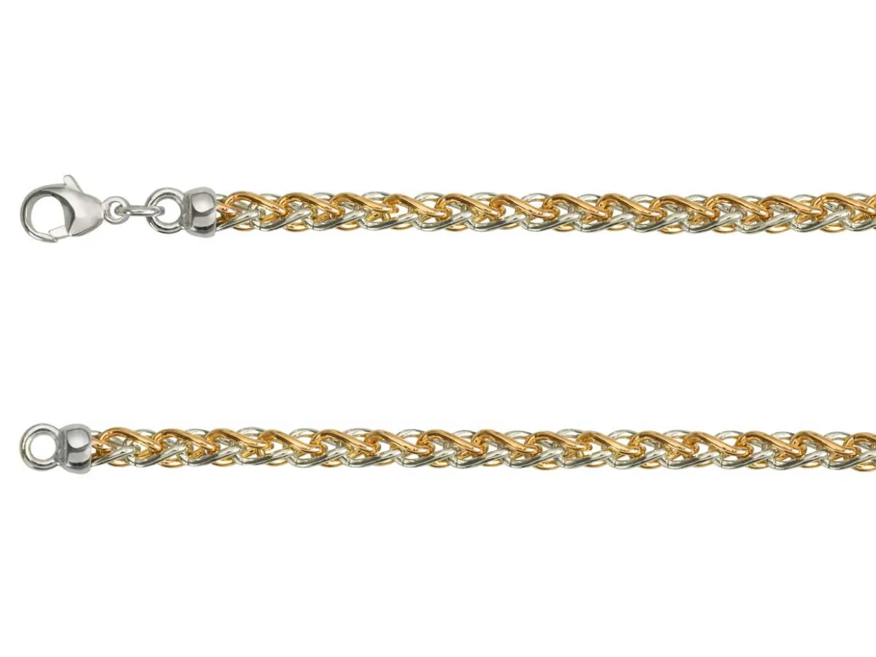 9ct Red & White Gold 4.2mm Round Spiga Chain 18"/45cm Hallmarked