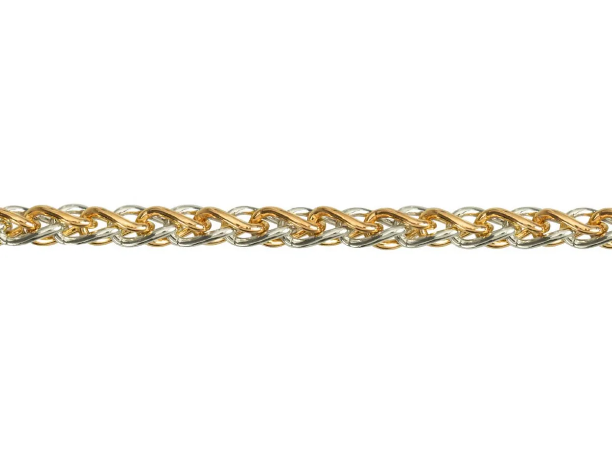 9ct Red & White Gold 4.2mm Round Spiga Chain 18"/45cm Hallmarked