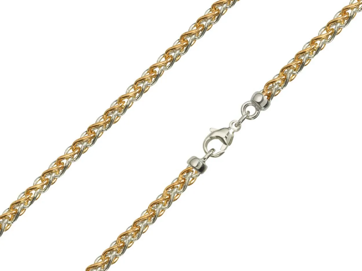 9ct Red & White Gold 4.2mm Round Spiga Chain 16"/40cm Hallmarked