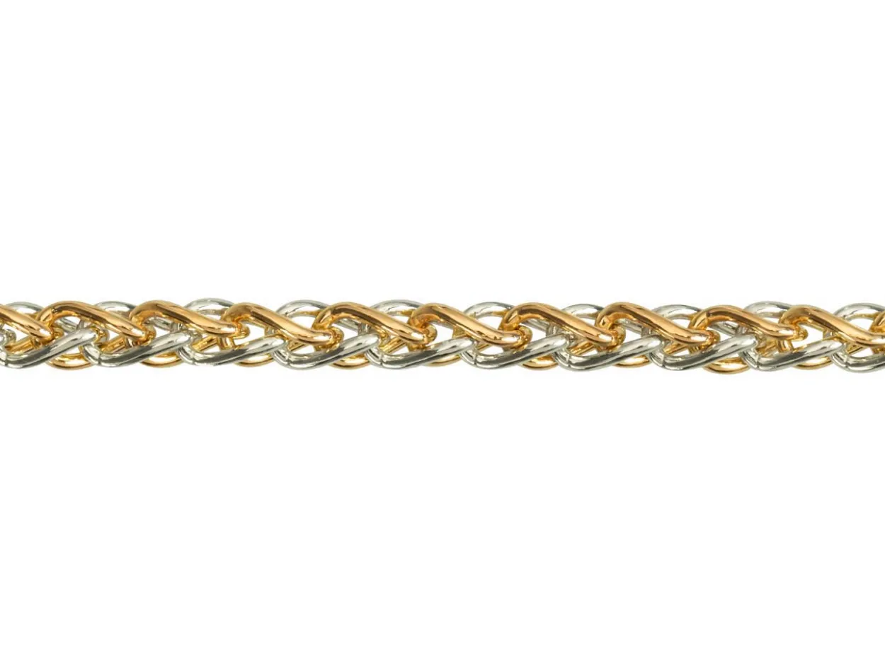9ct Red & White Gold 4.2mm Round Spiga Chain 16"/40cm Hallmarked