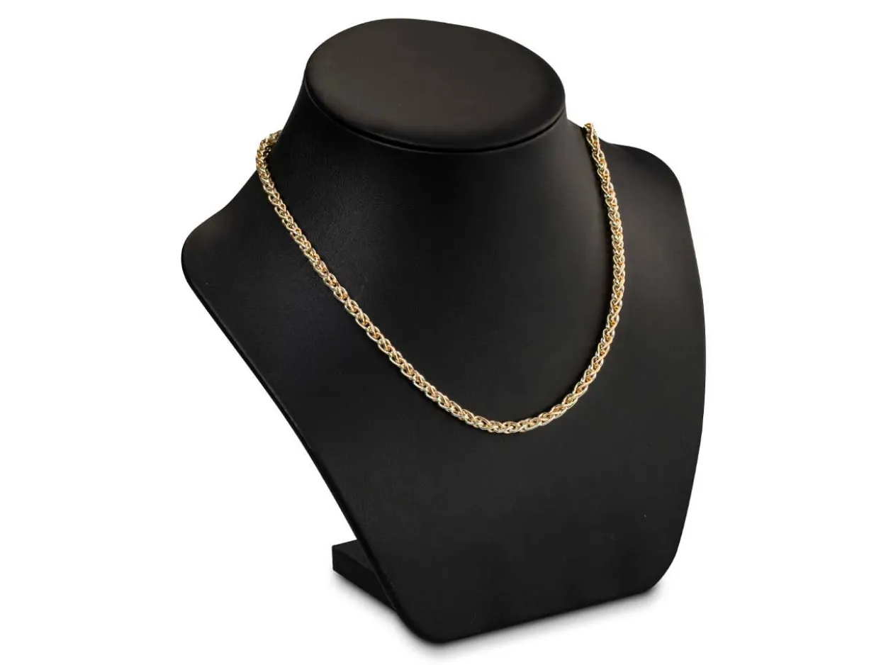9ct Red & White Gold 4.2mm Round Spiga Chain 16"/40cm Hallmarked
