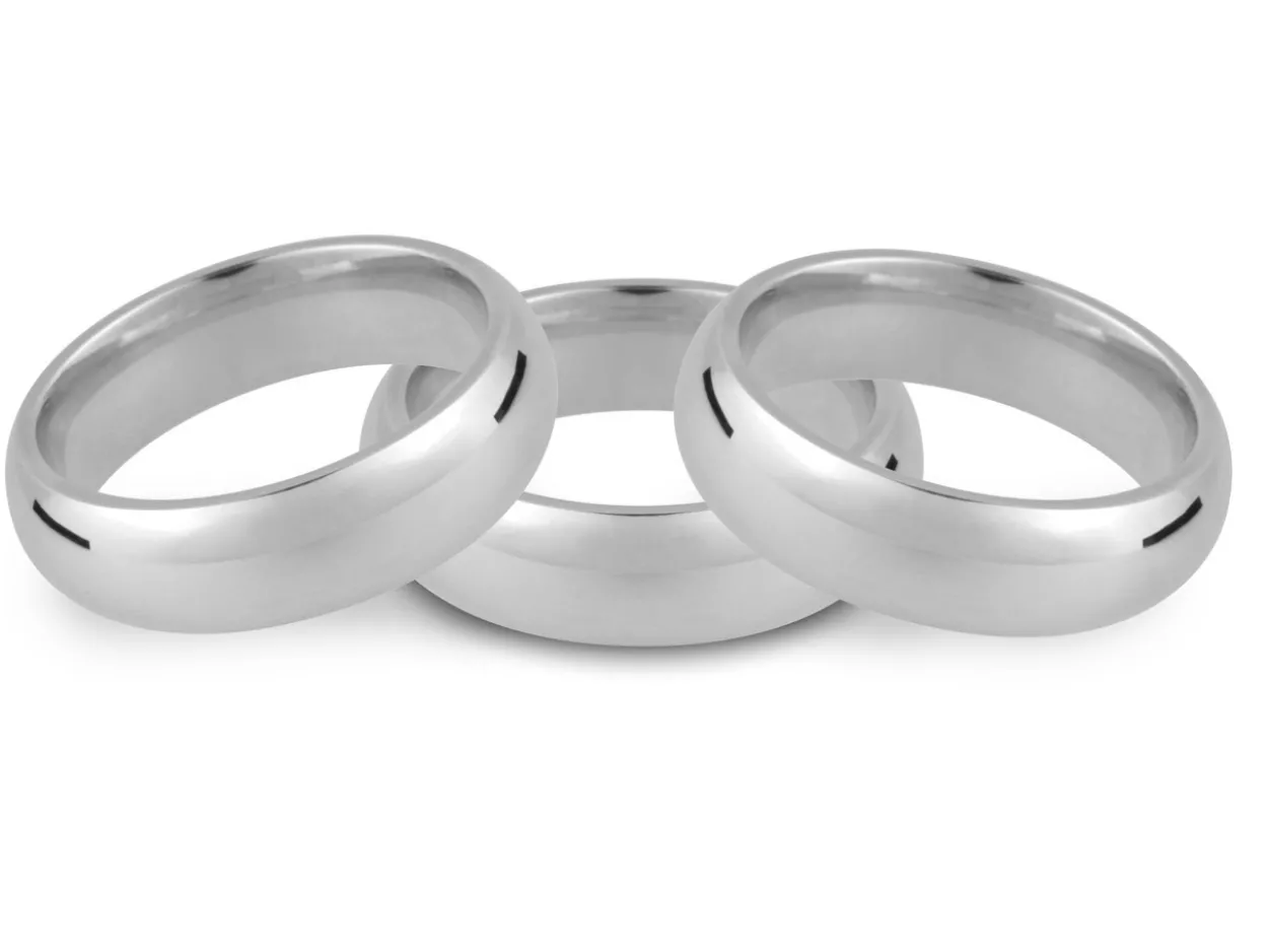 18ct White Gold Court Wedding Ring 2.5mm, Size M, 3.5g Medium-weight, Hallmarked, Wall Thickness 1.64mm, 100% Recycled Gold