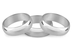 9ct White Gold D Shape Wedding Ring 5.0mm, Size R, 4.9g Medium-weight, Hallmarked, Wall Thickness 1.37mm, 100% Recycled Gold