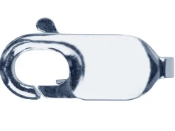 9ct White Gold Lobster Lobster Trigger Clasp Catch Oval, 13.6mm, Rhodium Plated