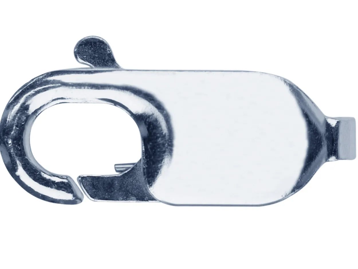 9ct White Gold Lobster Lobster Trigger Clasp Catch Oval, 13.6mm, Rhodium Plated