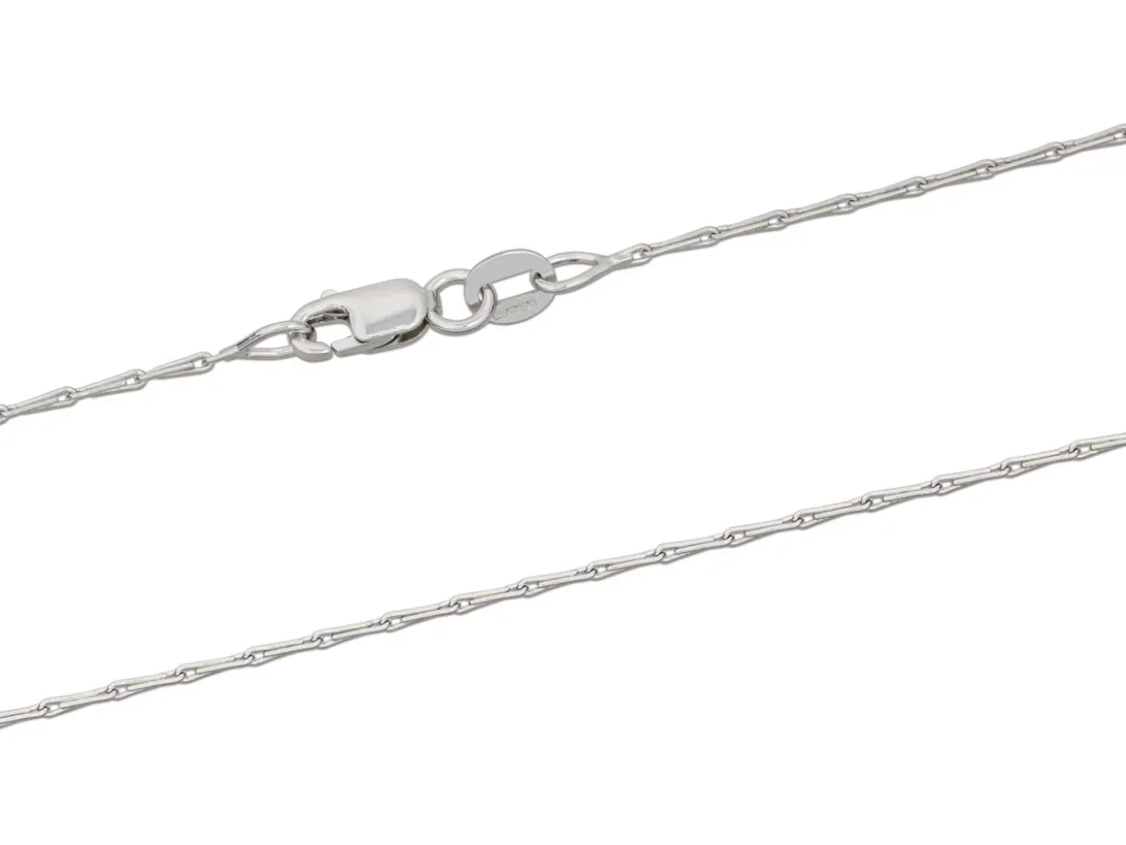 9ct White Gold 1.2mm Barleycorn Chain 16"/40cm Hallmarked