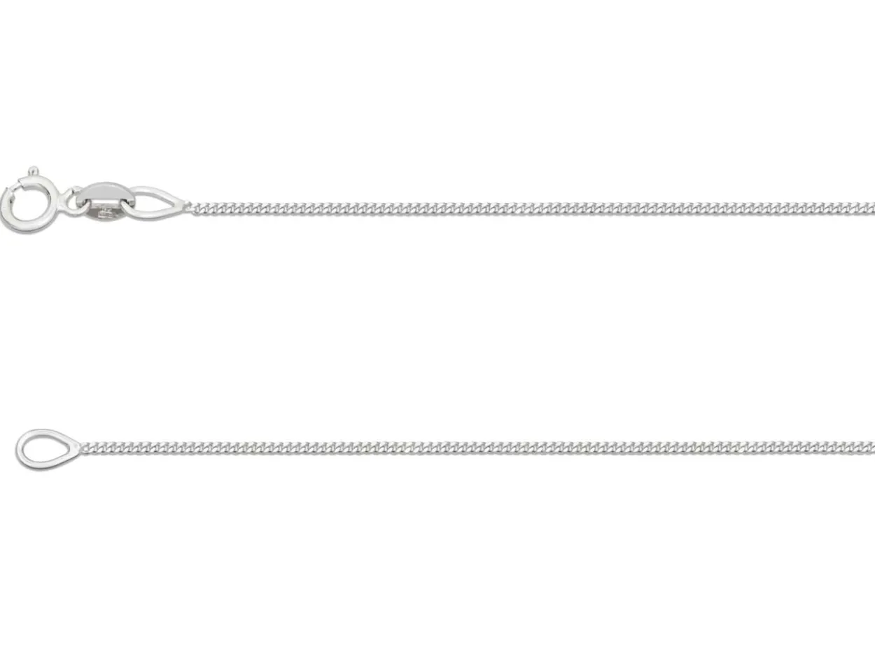 18ct White Gold 0.9mm Diamond Cut Curb Chain 18"/45cm Hallmarked