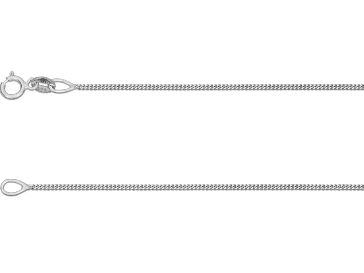 18ct White Gold 1.0mm Diamond Cut Curb Chain 18"/45cm Hallmarked