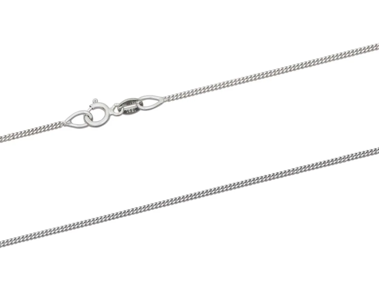 18ct White Gold 1.0mm Diamond Cut Curb Chain 18"/45cm Hallmarked