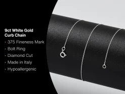 9ct White Gold 0.5mm Diamond Cut Curb Chain 18"/45cm Unhallmarked