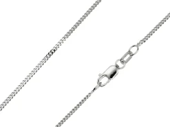 9ct White Gold 1.4mm Diamond Cut Curb Chain 18"/45cm Hallmarked