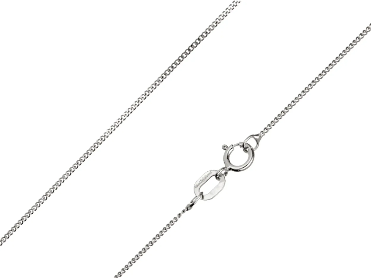 9ct White Gold 0.8mm Diamond Cut Curb Chain 18"/45cm Hallmarked