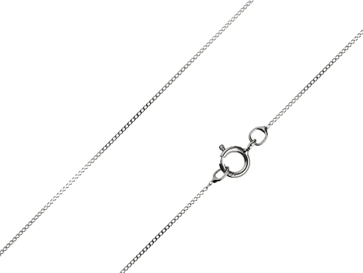 9ct White Gold 0.5mm Diamond Cut Curb Chain 16"/40cm Unhallmarked