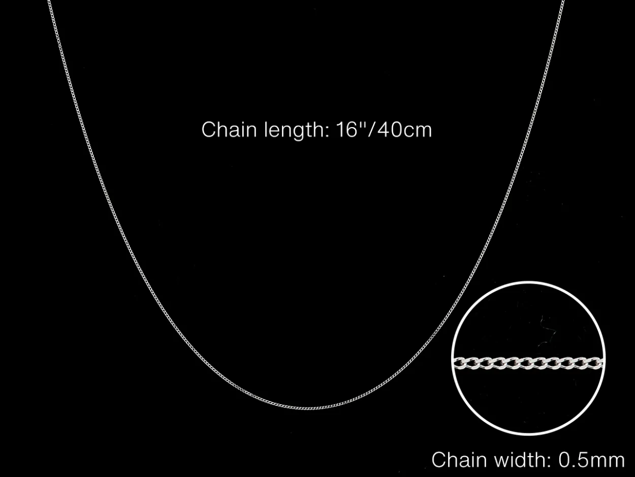 9ct White Gold 0.5mm Diamond Cut Curb Chain 16"/40cm Unhallmarked